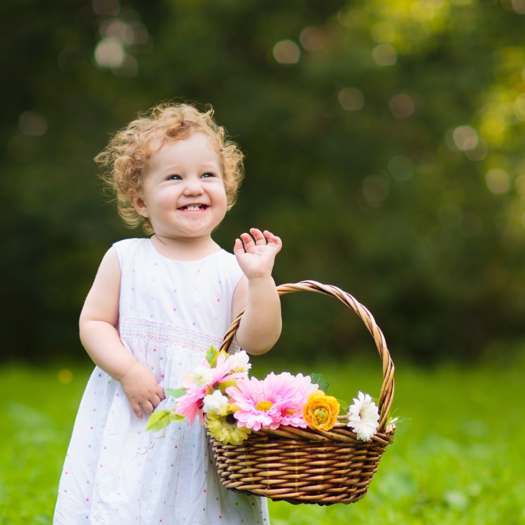 a girl with flower bouquet in her hand
